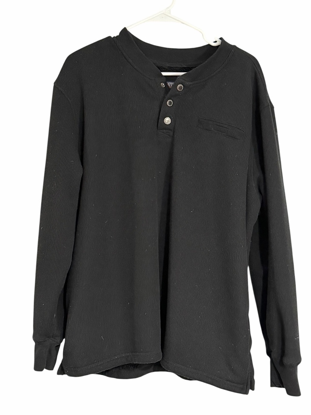 SMITH'S Men’s sz XXL Black Sherpa-Lined Waffle Knit Henley
